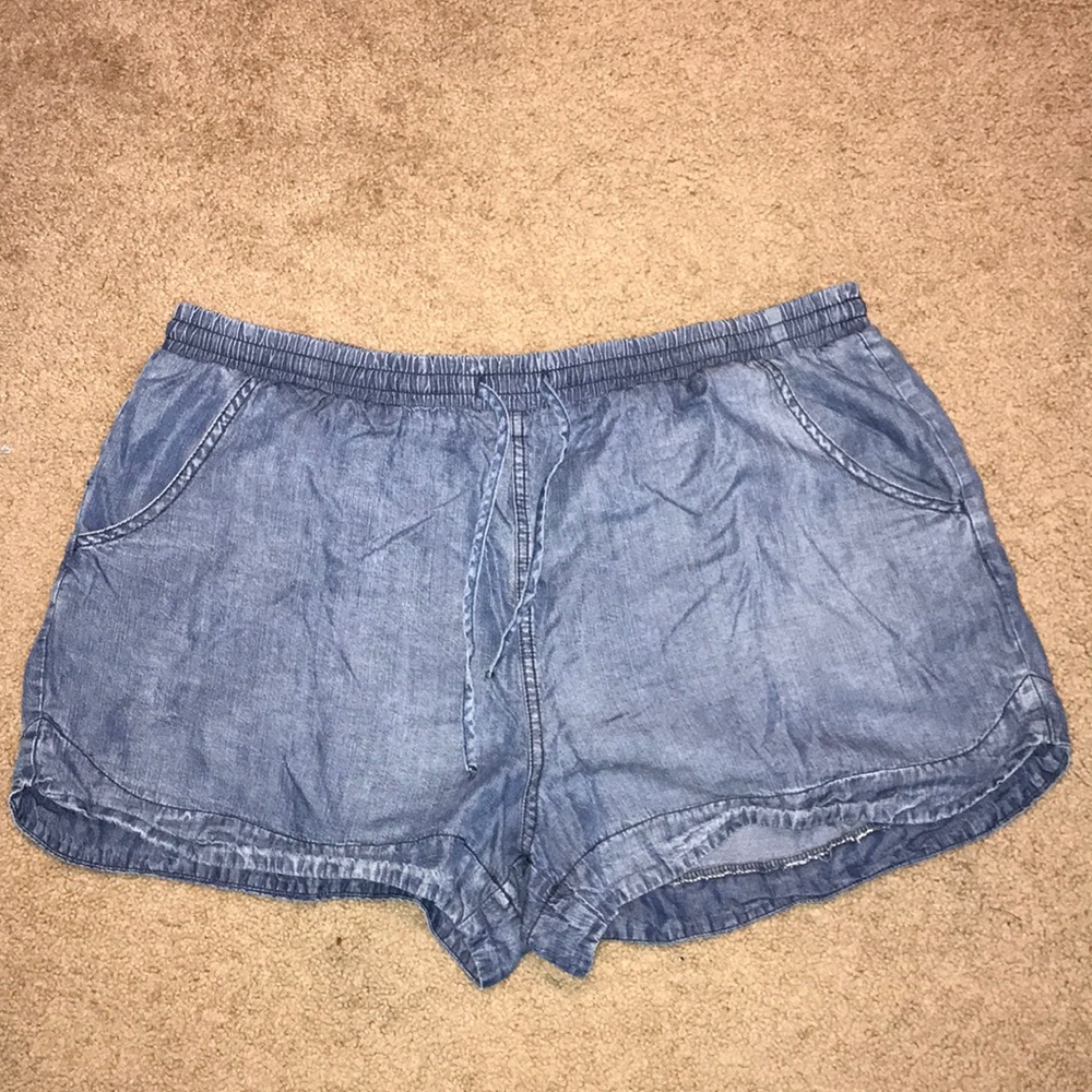 denim/linen shorts
